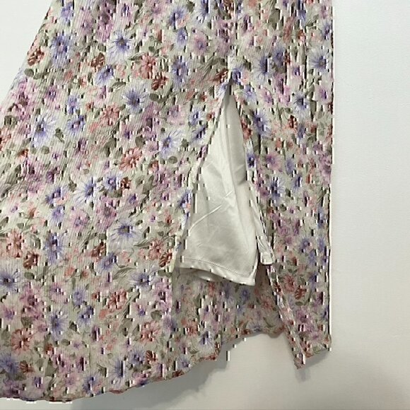 NEW NWT LUSH Cream Ivory Pink Multi Floral Pleated Sleeveless Midi Dress Medium - Picture 7 of 12